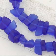 15x10mm Cultured Sea Glass Pebbles - Royal Blue