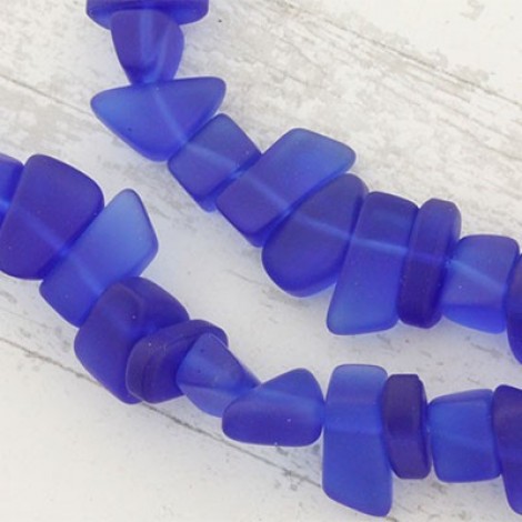15x10mm Cultured Sea Glass Pebbles - Royal Blue
