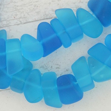 15x10mm Cultured Sea Glass Pebbles - Pacific Blue