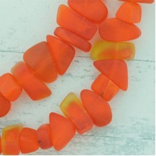 15x10mm Cultured Sea Glass Pebbles - Tangerine - Per Strand (app 30 beads)