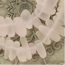 9x6mm Cultured Sea Glass Pebble Beads - Blossom Pink - Strand