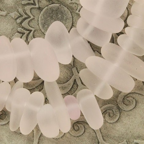 9x6mm Cultured Sea Glass Pebble Beads - Blossom Pink - Strand