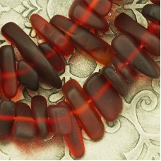 9x6mm Cultured Sea Glass Pebble Beads - Cherry Red - Per Strand