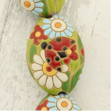 28x20mm Golem Studio Almond Bead - Spring Meadow - Each