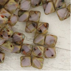 6mm Cz 2-Hole Silky Beads - Lavender Picasso - Pack of 25