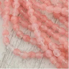 4mm Czech Firepolish Beads - Hurricane Crystal Pink