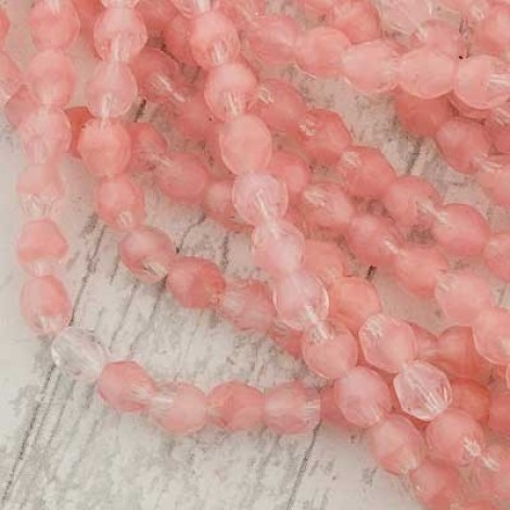 4mm Czech Firepolish Beads - Hurricane Crystal Pink - Pack of 50