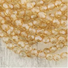 4mm Czech Firepolish Beads - Luster Transparent Champagne - Pack of 50