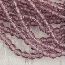 4mm Czech Firepolish Beads - Medium Amethyst - Pack of 50