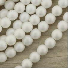 6mm Czech Glass Pearls - Matte White Snow