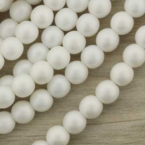 6mm Czech Glass Pearls - Matte White Snow - Pack of 25
