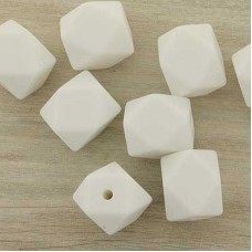 12x15mm Baby Safe Geometric Silicone Beads - White - Pack of 2