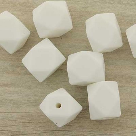 12x15mm Baby Safe Geometric Silicone Beads - White