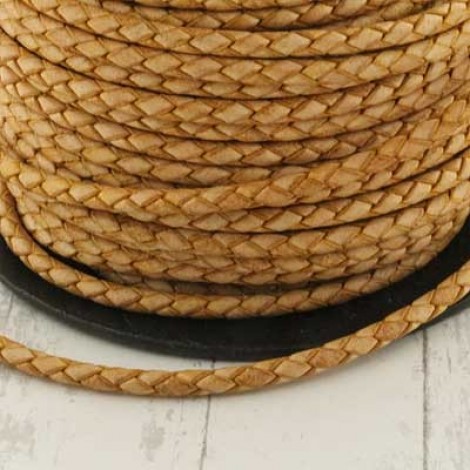 3mm Beadsmith Light Natural Bolo Woven Leather Cord