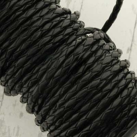 4mm Beadsmith Black Bolo Woven Leather Cord