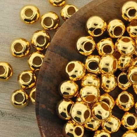 5mm Greek 24K Gold Metallized Ceramic Round Beads