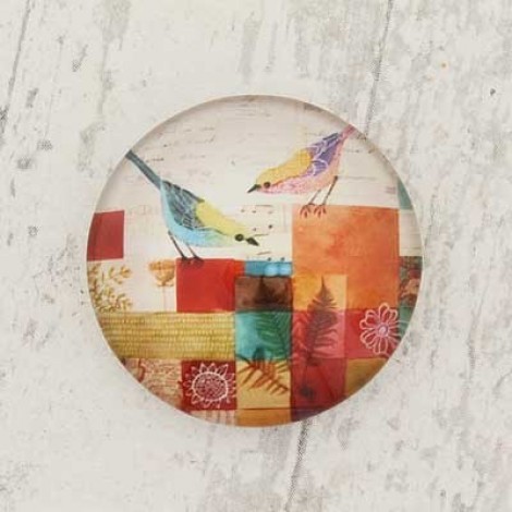 25mm Art Glass Backed Cabochons - Birds - Pack of 2 25mm Art Glass Backed Cabochons - Birds - Pack of 2