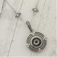 46cm Silver Noosa Style Snap Setting Necklace w-Crystals - Each