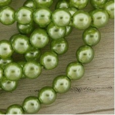 6mm Czech Pearl Lights Glass Pearls - Light Olive - Pack of 25