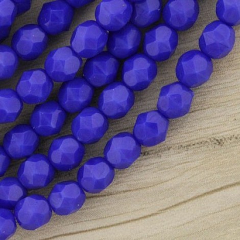 6mm Czech Firepolish Beads - Opaque Navy - Pack of 20