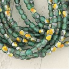 4mm Czech Firepolish Beads - Aquamarine AB Matte - Pack of 50