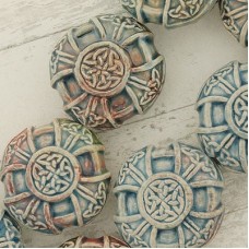 25mm Raku Ceramic Celtic Cross Beads