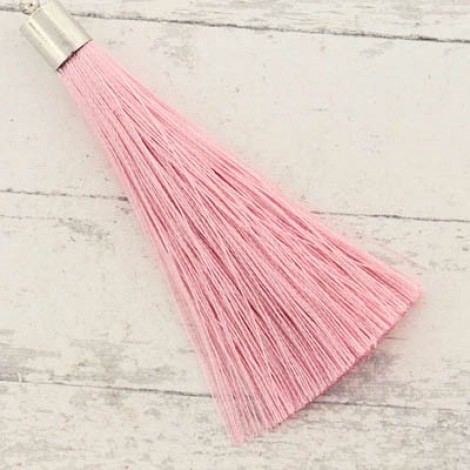70mm Silk Tassels with Silver Beadcap - Pink