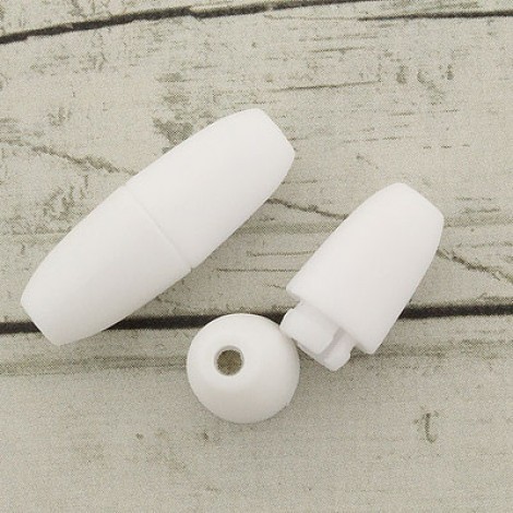 9x25mm Silicone Breakaway Pop Clasps for Teething Necklaces - White