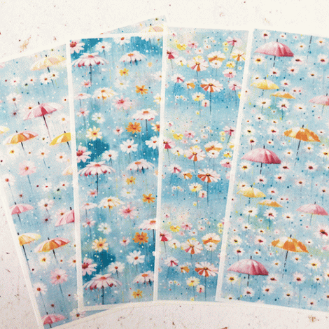 9.5x13.5cm Coral Cockatoo Water Soluble Transfer Sheets - Imposio Umbrellas + Daisies