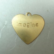 17mm Imagine Brass Heart Drop - Pack of 10
