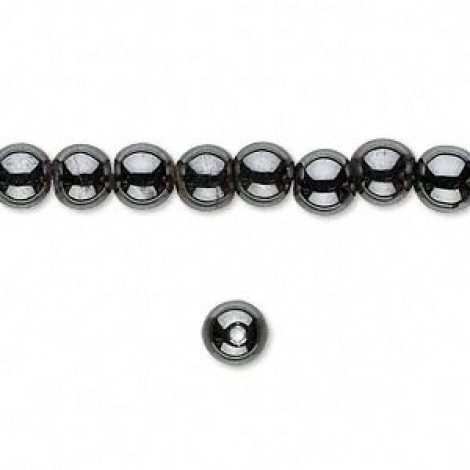 6mm Magnetic Hemalyke Round Beads - Black Pearl - Strand