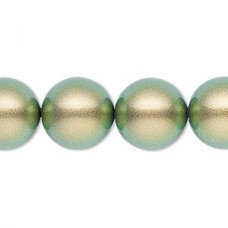 14mm Swarovski Large Hole Pearls - Iridescent Green