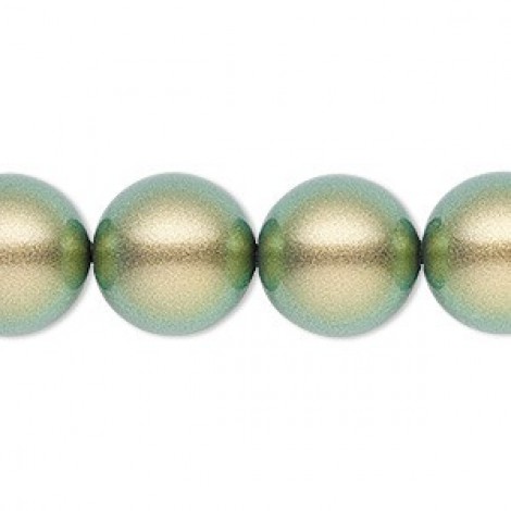 14mm Swarovski Large Hole Pearls - Iridescent Green