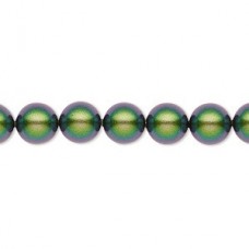 8mm Swarovski Crystal Pearls - Scarabaeus Green