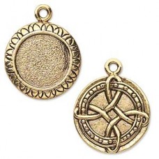 21mm (15mm ID) Celtic Knot Ant Gold Pewter Bezel