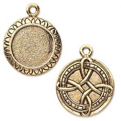 21mm (15mm ID) Celtic Knot Ant Gold Pewter Bezel - Each 21mm (15mm ID) Celtic Knot Ant Gold Pewter Bezel - Each