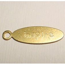 20x6mm Inspire Oval Raw Brass Tag - Pack of 10