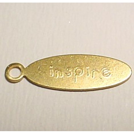 20x6mm Inspire Oval Raw Brass Tag - Pack of 10