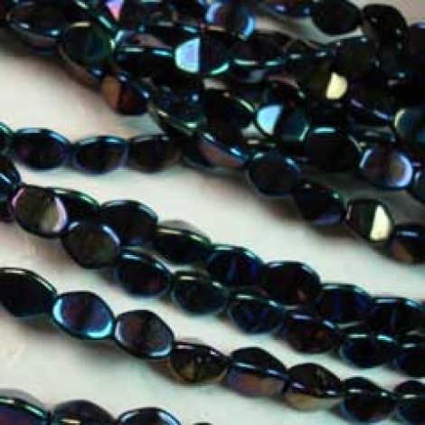 5x3mm Czech Pinch Beads - Iris Blue - Pack of 50 5x3mm Czech Pinch Beads - Iris Blue - Pack of 50