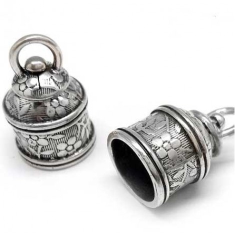 9mm ID Ant Silver JBB Floral Revolving Beadcap - One only