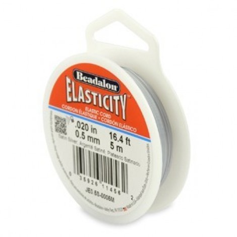 0.5mm Beadalon Elasticity Satin Silver - 5m roll