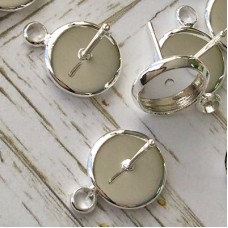 8mm ID Silver Plated Earposts with Loop (clutches not included) - Pack of 2 Pair