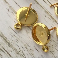 8mm ID Gold Plated Earposts with Loop (clutches not included)