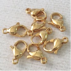 12mm 18K Gold Plated 304 Stainless Steel Lobster Clasps