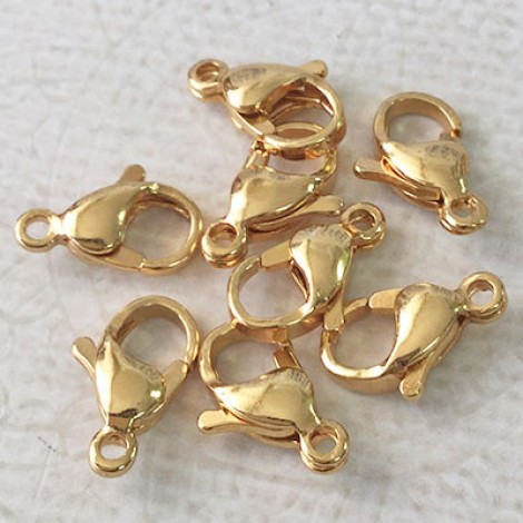 12mm 18K Gold Plated 304 Stainless Steel Lobster Clasps