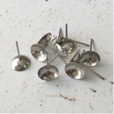 6mm 304 Stainless Steel Pearl Cup Setting Domed Earposts w-Clutches - Pack of 10 Pair
