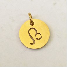12x1mm Gold Stainless Steel Zodiac Charm with 4.5mm Jump Ring - Leo