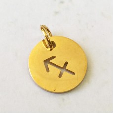 12x1mm Gold Stainless Steel Zodiac Charm with 4.5mm Jump Ring - Sagittarius