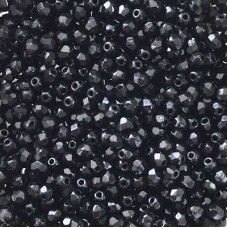 3mm Czech Firepolish Beads - Jet Black