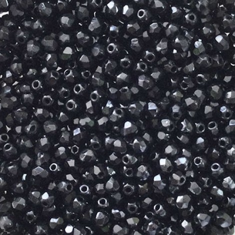 3mm Czech Firepolish Beads - Jet Black